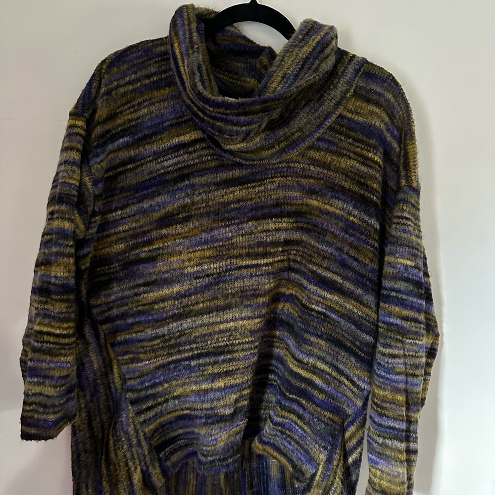JohnPaulRichard Purple and Gold Cowl Neck Sweater